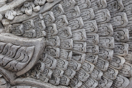 thai temple's wallの写真素材