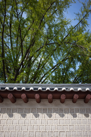 traditional korean wall in an ancient temple in gyeongjuの写真素材