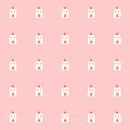 cutie chickens with pink background. tile background. vector. illustration. basic Red Green Blue. graphic design.のイラスト素材