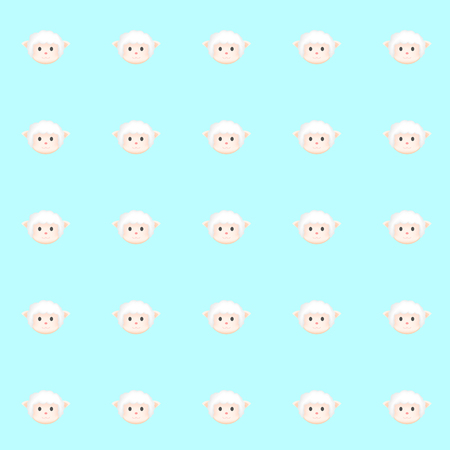 cutie sheep with blue background. tile background. vector. illustration. basic Red Green Blue. graphic design.のイラスト素材
