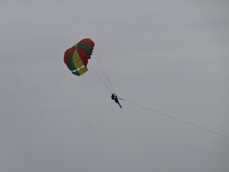 extreme Parachute on the overcast sky at afternoon. outdoor photo.の写真素材
