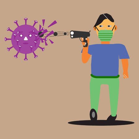vector illustration of eradicating corona virusのイラスト素材