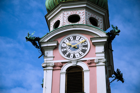 Public clock tower in Innsburck, Austriaのeditorial素材