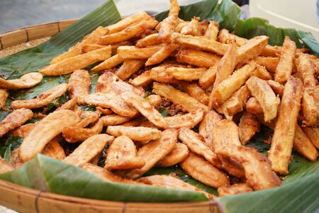 Street food fried potatoの写真素材