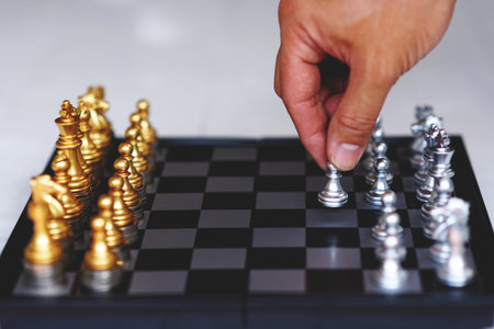 Chess board game, business competitive concept, strong financial capital advantage situation, winner...