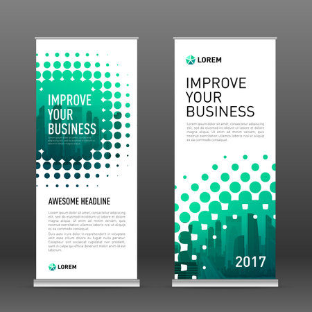Construction Roll Up Banner Design Template Abstract Geometry