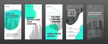 Social media stories templates set with cityscape vector illustration on background.のイラスト素材