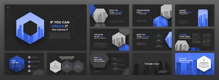 Modern presentation templates set. Use for modern presentation background, brochure design, website slider, landing page, annual report, company profile.のイラスト素材