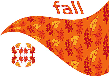 fall orange and red leaf in line onthe white background のイラスト素材