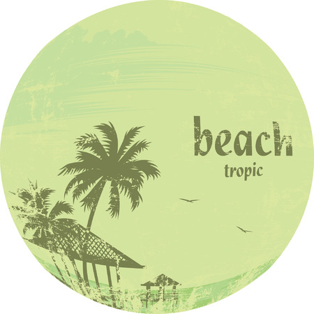 grunge tropic beach palms and pierのイラスト素材