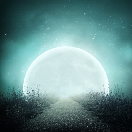 night tropic background in vintage style