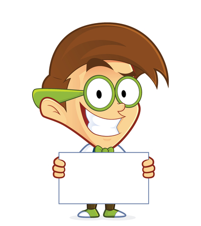 Nerd geek holding signのイラスト素材