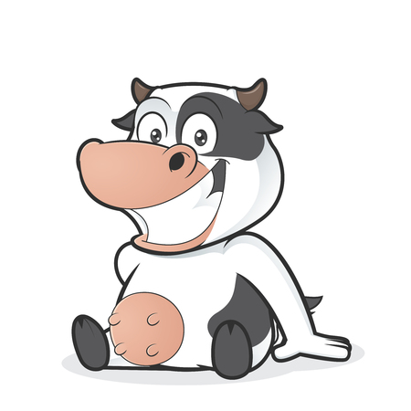 Cow sitting illustration.のイラスト素材