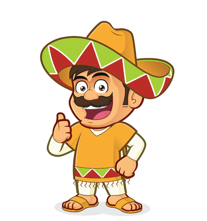 Mexican man giving thumbs upのイラスト素材