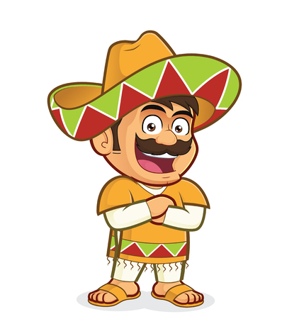 Mexican man with folded handsのイラスト素材
