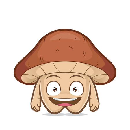 Clipart picture of a smiling mushroom cartoon characterのイラスト素材
