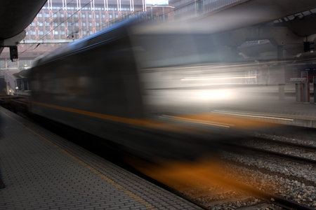 Fast moving blurred train