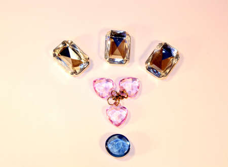 Laid out fake diamonds and jewelsの写真素材