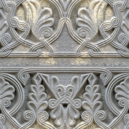 Abstract seamless pattern for designers with asian arabic (Indian, Hindi) ligature on concrete blocksの写真素材