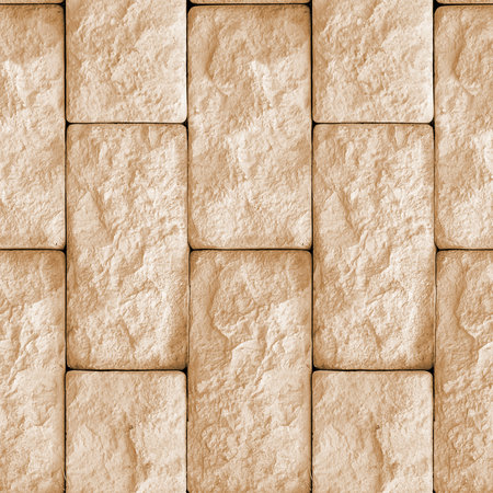 Seamless pattern with fragment of concrete wall from squared natural stone blocksの写真素材