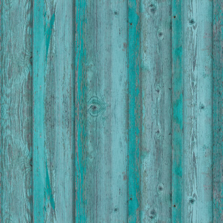 Seamless pattern of old blue wooden plank wall with moss for design and matte paintingの写真素材