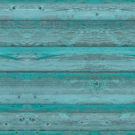 Seamless pattern of old blue wooden plank wall with moss for design and matte paintingの写真素材