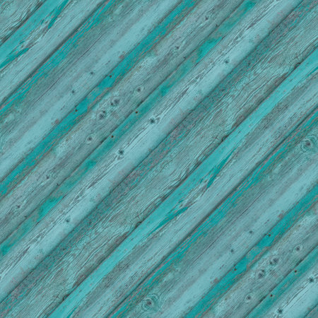 Seamless pattern of old blue wooden plank wall with moss for design and matte paintingの写真素材