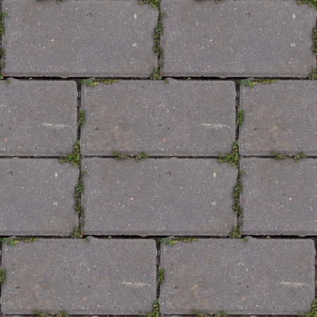 Abstract seamless pattern for designers with concrete causeway road tile with green grassの写真素材