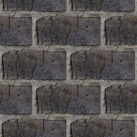 Seamless pattern with fragment of wooden bricks wall for design or matte paintingの写真素材