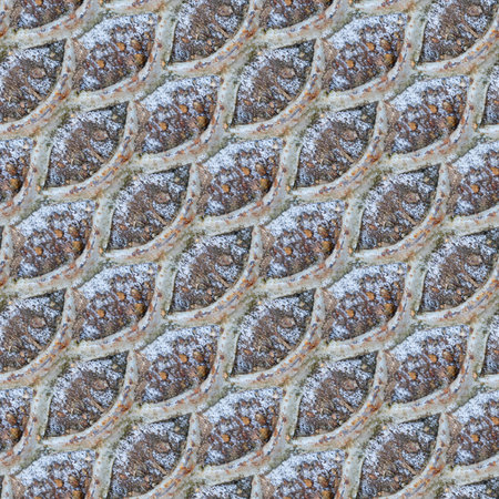 Abstract seamless pattern for designers with frozen steel and snow on ground with stoneの写真素材