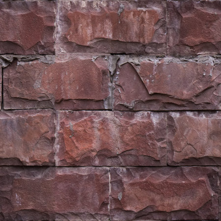 Seamless pattern of fragment of wall. Natural red stone blocks and some glue. Good for design of old buildings.の写真素材