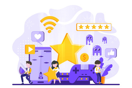 people play games that many people like. Tiny people illustration. Vector illustration