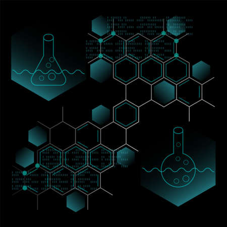 Abstract hexagon scientific background. Technology innovation concept. Vector illustration.のイラスト素材
