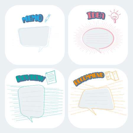 Set of speech and thought bubbles with line decoration. Element for design. Vector Illustration.のイラスト素材