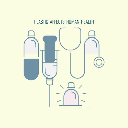 Medical symbols consist of  plastic bottle outline icon, as a gimmick to affect human health....