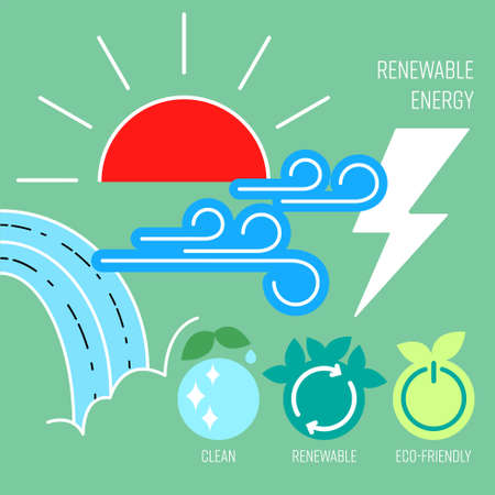 Renewable energy source. Eco-friendly,green,clean energy. Vector illustration.のイラスト素材