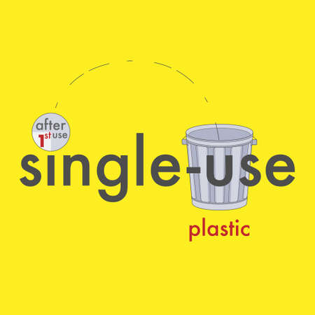 Single-use plastic typographic design. Vector illustration.