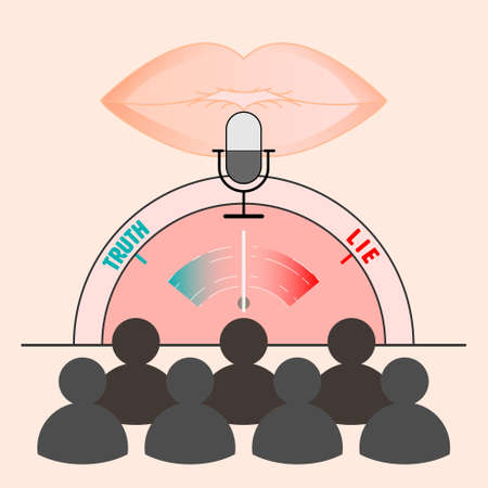 Media consumption concept. Use your judgement metaphor. Verify accuracy of information. Symbol of mass communication. Vector illustration outline flat design style.のイラスト素材