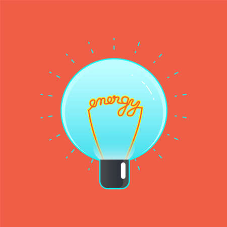 Energy typographic design. Full of energy. Ready to work. Vector illustration outline flat design style.のイラスト素材