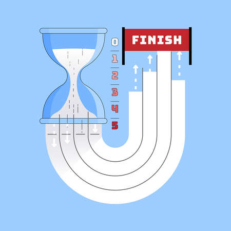 Time is precious. Valuable resource of life. Being effective at work. Productive routine concept. Vector illustration outline flat design style.のイラスト素材