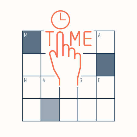 Time typographic design. Time management. Being productive. Vector illustration outline flat design style.のイラスト素材