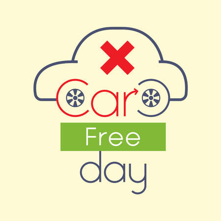Car free day typographic design. Vector illustration outline flat design style.のイラスト素材