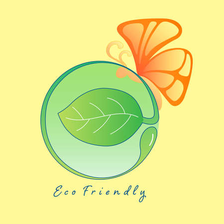 Eco friendly typographic design. Vector illustration outline flat design style.のイラスト素材