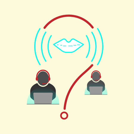 Call center, customer service, contact center. Vector illustration outline flat design style.