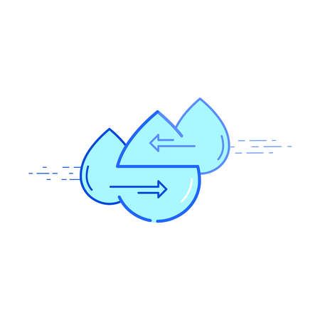Water drop imply to S shape with exchange arrow symbol as a gimmick of water recycling and reuse to save water for sustainability. Vector illustration outline flat design style.のイラスト素材