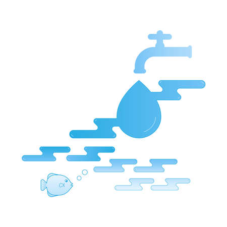 Tap water supply and consumption result in ecosystem. Sustainable water use. Vector illustration...
