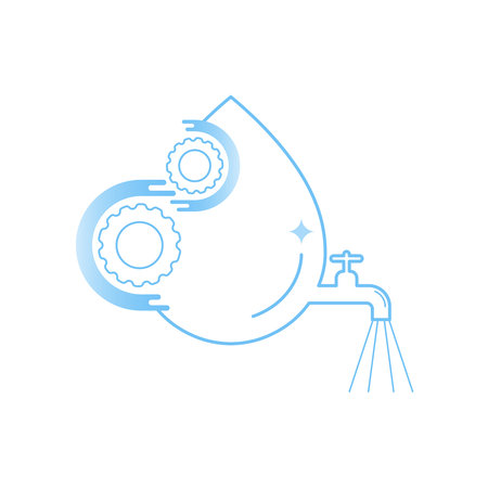 Water management. Control and movement of water resource to maximize beneficial use. Editable stroke. Vector illustration outline flat design style.のイラスト素材