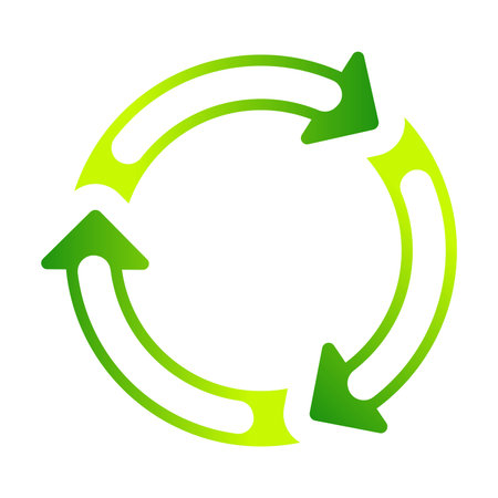 Recycle circle arrow symbol. Green, eco, reuse icon. Vector illustration outline flat design style.のイラスト素材