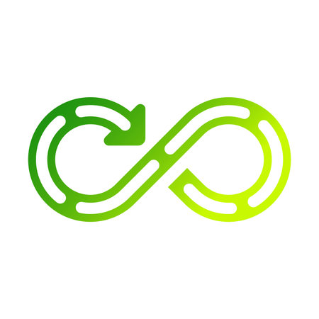 Recycle infinity arrow symbol. Green, eco, reuse icon. Vector illustration outline flat design style.のイラスト素材