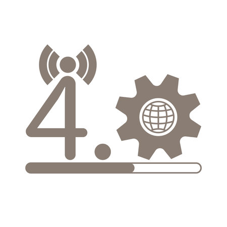 4.0 typographic design with wireless icon and gearwheel on progress bar. Industrial revolution 4.0...